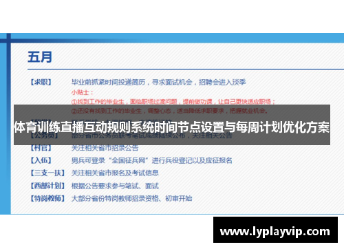 体育训练直播互动规则系统时间节点设置与每周计划优化方案